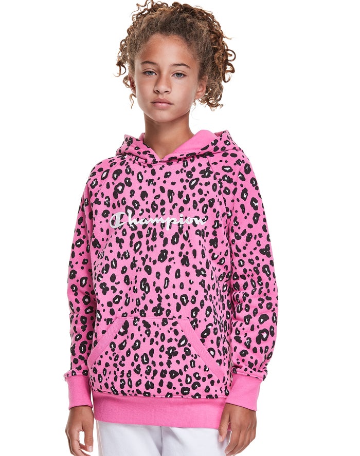 Champion Fleece Raglan Leopard Print - Tytön Pinkki/Mustat Huppari - Suomi 3096428-FA